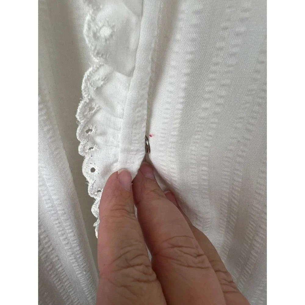 Vintage White Lace Trim Snap Front Maxi Nightgown Robe Small Cottagecore Regency